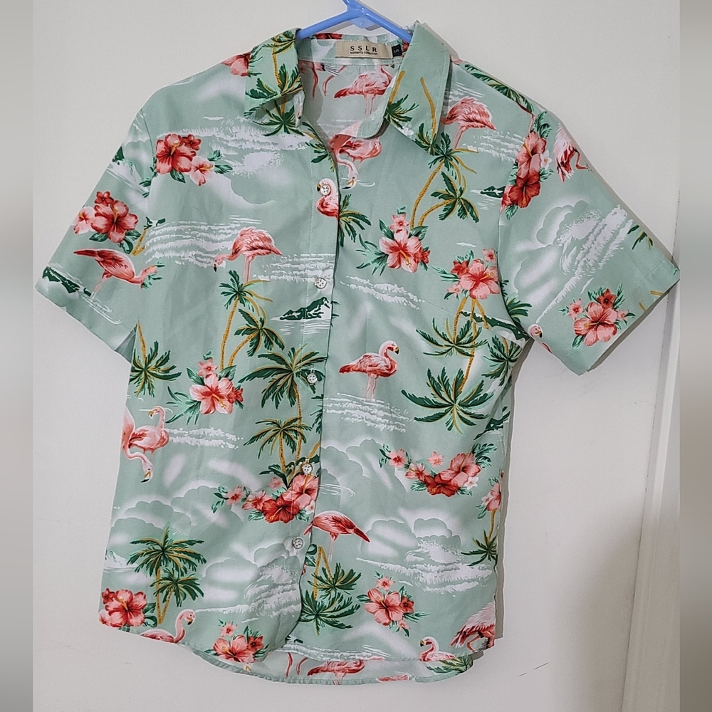SSLR Floral Tropical Print Women's Top Small